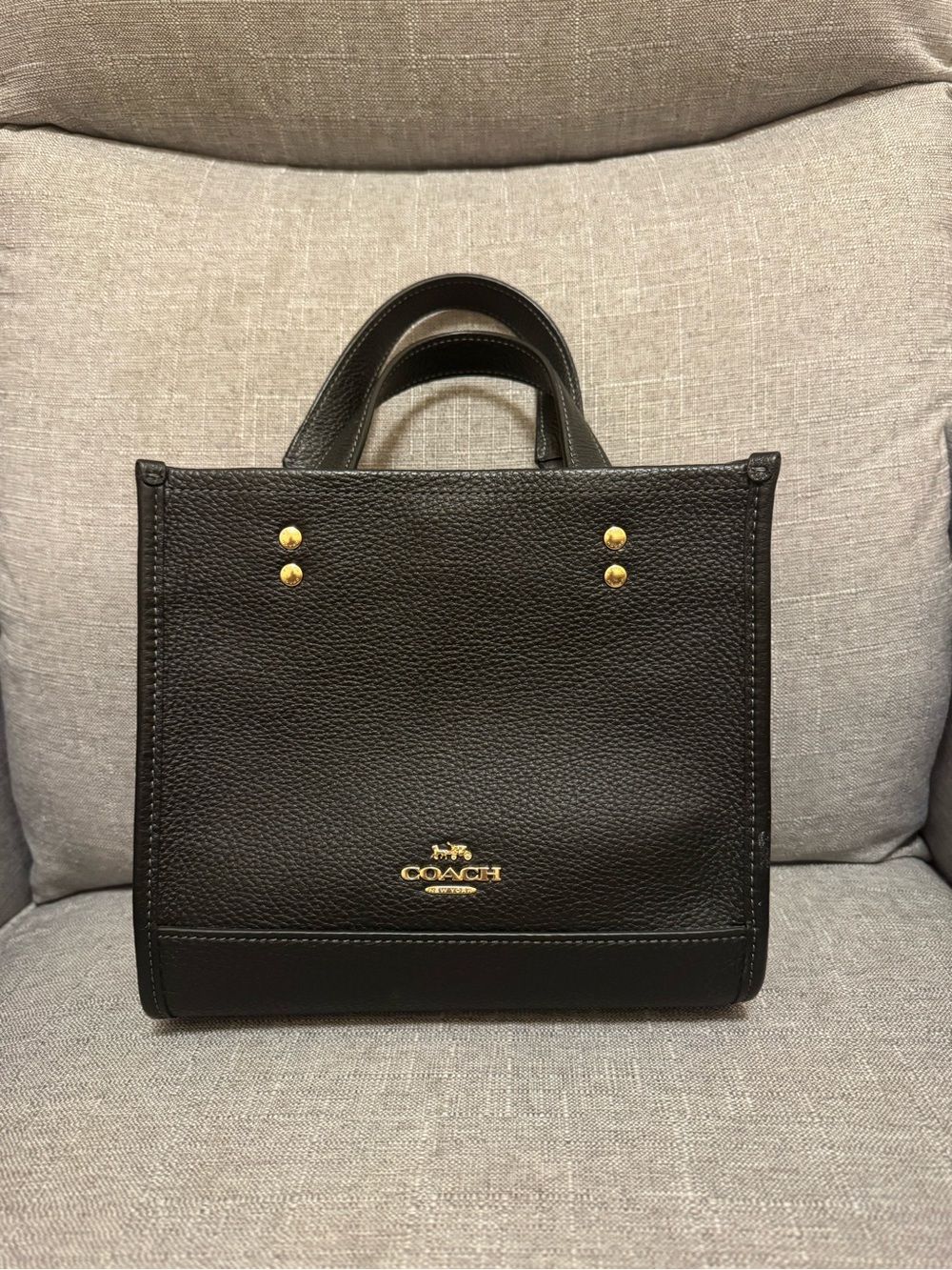 Coach Black Pebbled Leather Tote with Gold Hardware